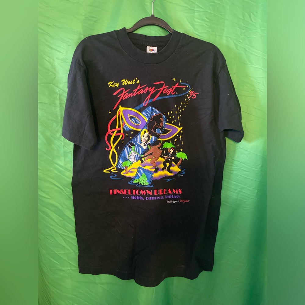 VTG FANTASY FEST '1995  KEY WEST CARIBBEAN FANTASIES Men Large Black T-Shirt